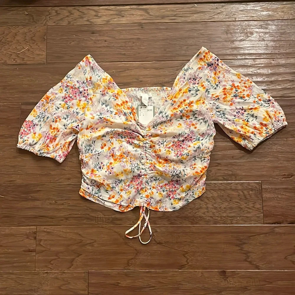 H&M Floral Crops Top Size L